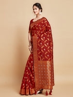 Load image into Gallery viewer, Sargam Barn Red Zari Woven Design Linen Saree