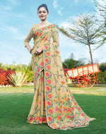 Load image into Gallery viewer, Shahida Jicama Beige Soft Cotton Jamdani Saree