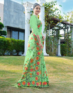 Load image into Gallery viewer, Shahida Clover Green Soft Cotton Jamdani Saree