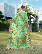 Load image into Gallery viewer, Shahida Clover Green Soft Cotton Jamdani Saree