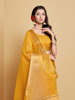 Load image into Gallery viewer, Siya Butterscotch Yellow Solid Zari Design Organza Saree