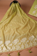 Load image into Gallery viewer, Classic Cloth Pista Green Cotton Unstitched Suit Set