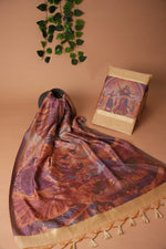 Load image into Gallery viewer, Serene Silhouettes Beige Muga Cotton Woven Senery Unstitched Suit Set