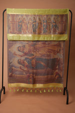 Load image into Gallery viewer, Serene Silhouettes Green Muga Cotton Woven Senery Unstitched Suit Set