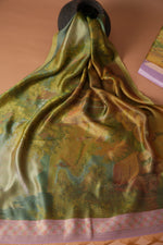 Load image into Gallery viewer, Serene Silhouettes Purple Muga Cotton Woven Senery Unstitched Suit Set