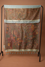 Load image into Gallery viewer, Serene Silhouettes Blue Muga Cotton Woven Senery Unstitched Suit Set