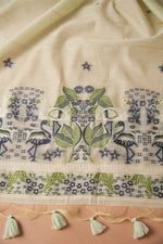 Load image into Gallery viewer, Avant Attire Mint Green Pichwai Jamdani Muga Cotton Unstitched Suit Set