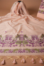 Load image into Gallery viewer, Avant Attire Pink Pichwai Jamdani Muga Cotton Unstitched Suit Set