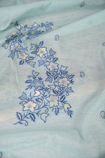 Load image into Gallery viewer, Floral Silhouettes Sky Blue Muga Cotton Unstitched Suit Set