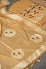 Load image into Gallery viewer, Wildflower Hues Mustard Muga Cotton Unstitched Suit Set