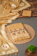 Load image into Gallery viewer, Wildflower Hues Mustard Muga Cotton Unstitched Suit Set