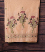 Load image into Gallery viewer, Blush Blossom Peach Muga Cotton Unstitched Suit Set