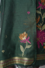 Load image into Gallery viewer, Raw Grace Dark Green Muga Cotton Jamdani Unstitched Suit Set