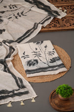 Load image into Gallery viewer, Lunar Linen Pink Off-White Unstitched Suit Set