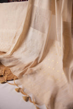 Load image into Gallery viewer, Crimson Echo Beige Muga Cotton Unstitched Suit Set