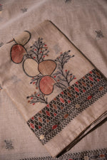 Load image into Gallery viewer, Boho Blossom Grey Muga Cotton Unstitched Suit Set