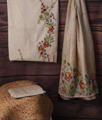 Load image into Gallery viewer, Bare Bloom Beige Viscose Cotton Unstitched Suit Set