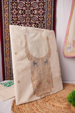 Load image into Gallery viewer, Ethereal Canvas Off-White Pure Cotton Unstitched Suit Set