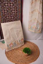 Load image into Gallery viewer, Fluid Harmony Off-White Pure Cotton Unstitched Suit Set