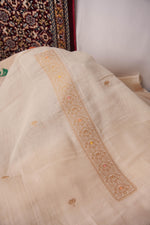 Load image into Gallery viewer, Breeze & Bloom Off-White Jute Pure Cotton Unstitched Suit Set