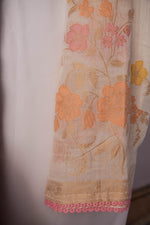 Load image into Gallery viewer, Breeze & Bloom Off-White Jute Pure Cotton Unstitched Suit Set