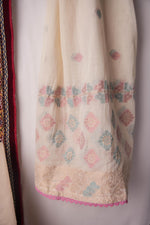 Load image into Gallery viewer, Slate Elegance Off-White Pure Cotton Unstitched Suit Set