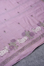 Load image into Gallery viewer, Moo & Muse Lavender Muga Cotton Unstitched Suit Set