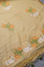 Load image into Gallery viewer, Moo & Muse Yellow Muga Cotton Unstitched Suit Set