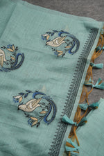 Load image into Gallery viewer, Chic Looms Blue Muga Cotton Unstitched Suit Set