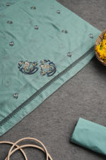 Load image into Gallery viewer, Chic Looms Blue Muga Cotton Unstitched Suit Set