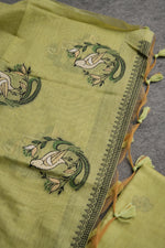 Load image into Gallery viewer, Chic Looms Green Muga Cotton Unstitched Suit Set