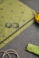 Load image into Gallery viewer, Chic Looms Green Muga Cotton Unstitched Suit Set