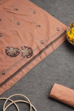 Load image into Gallery viewer, Chic Looms Peach Muga Cotton Unstitched Suit Set