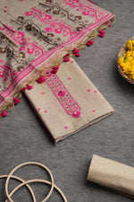 Load image into Gallery viewer, Ivory Meadows Pink Cotton Unstitched Suit Set