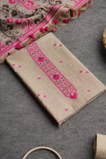 Load image into Gallery viewer, Ivory Meadows Pink Cotton Unstitched Suit Set