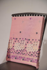 Load image into Gallery viewer, Blossom Muse Pink Shimmer Jamdani Pichwai Unstitched Suit Set