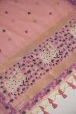 Load image into Gallery viewer, Blossom Muse Pink Shimmer Jamdani Pichwai Unstitched Suit Set
