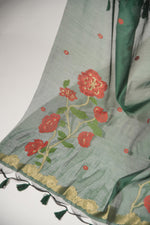 Load image into Gallery viewer, Elite Weave Dark Green Muga Cotton Unstitched Suit Set