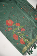 Load image into Gallery viewer, Elite Weave Dark Green Muga Cotton Unstitched Suit Set