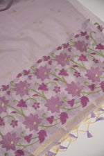 Load image into Gallery viewer, Pastel Petals Lavender Shimmer Jamdani Unstitched Suit Set
