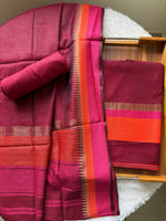 Load image into Gallery viewer, Regal Weaves Maroon Viscose Cotton Unstitched Suit Set