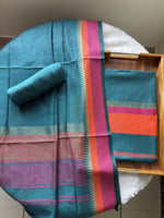 Load image into Gallery viewer, Regal Weaves Teal Viscose Cotton Unstitched Suit Set