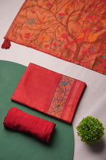 Load image into Gallery viewer, Sable Red Viscose Jacquard Unstitched Suit Set