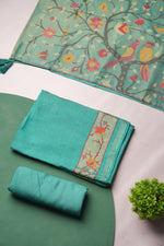 Load image into Gallery viewer, Sable Turquoise Green Viscose Jacquard Unstitched Suit Set