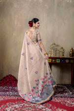 Load image into Gallery viewer, Taapsi Beige Jamdani Mul Cotton Woven Saree