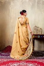 Load image into Gallery viewer, Taapsi Mustard Jamdani Mul Cotton Woven Saree