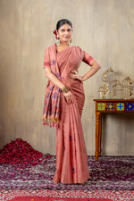 Load image into Gallery viewer, Taapsi Pink Jamdani Mul Cotton Woven Saree