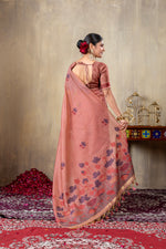 Load image into Gallery viewer, Taapsi Pink Jamdani Mul Cotton Woven Saree