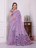 Load image into Gallery viewer, Tulsi Whispering Lavender Muga Cotton Jamdani Saree