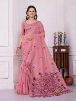 Load image into Gallery viewer, Tulsi Powder Pink Muga Cotton Jamdani Saree